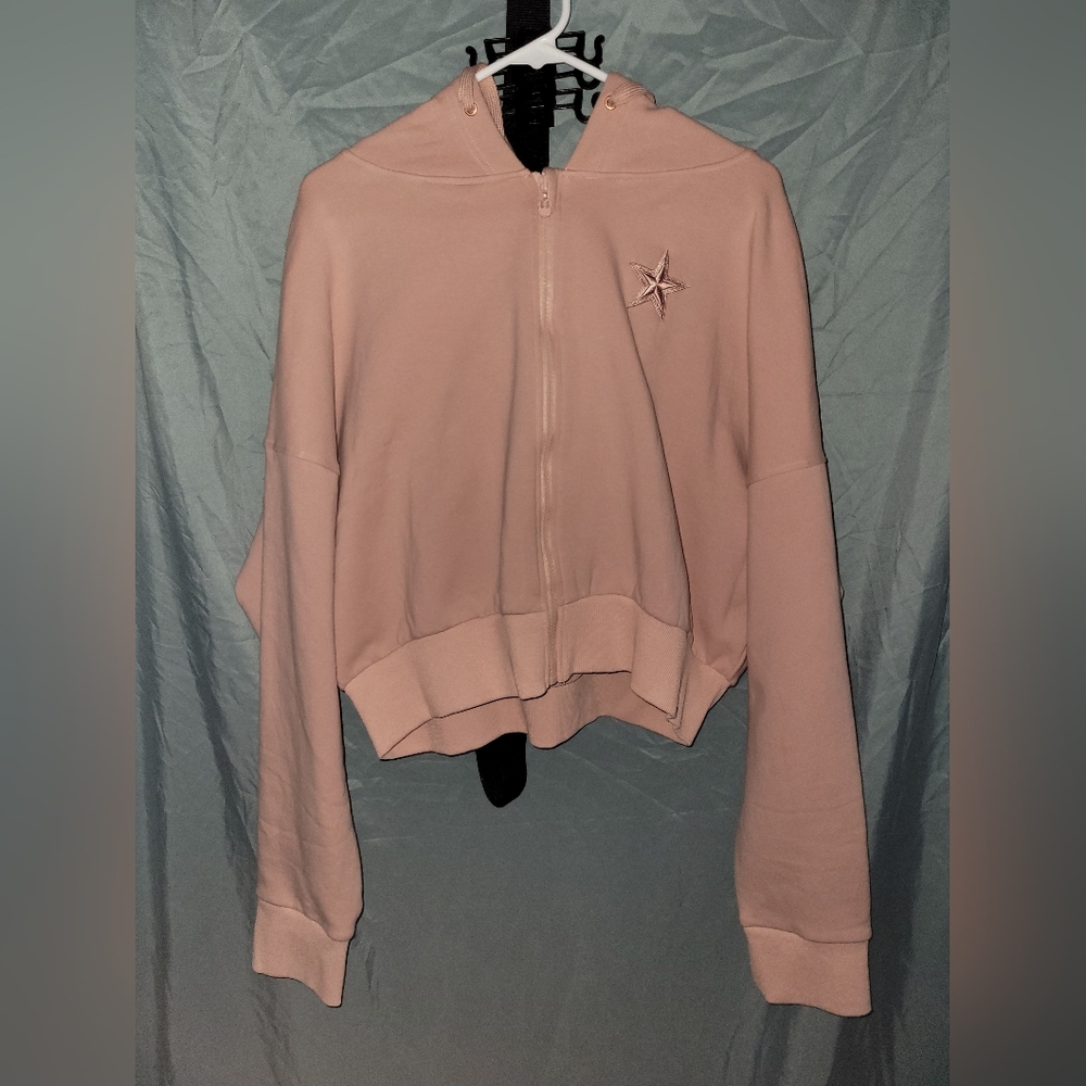 Women's Dallas Cowboys Pink Reign Cropped Full-Zip Hoodie